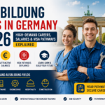 Ausbildung Jobs in Germany 2026 showing high-demand careers, salaries, visa pathways and training opportunities for international applicants