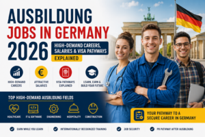 Ausbildung Jobs in Germany 2026 showing high-demand careers, salaries, visa pathways and training opportunities for international applicants