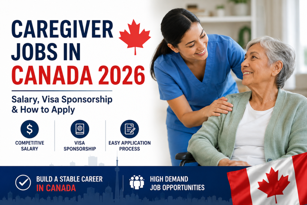 Professional caregiver assisting an elderly woman, representing caregiver jobs in Canada 2026 with salary, visa sponsorship, and application opportunities.