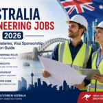 Professional banner showing engineers in safety helmets in Australia with 2026 engineering job opportunities, salaries, visa sponsorship, and application guide.