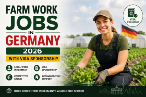 Farm worker harvesting fresh vegetables on a German farm, promoting farm work jobs in Germany 2026 with visa sponsorship, accommodation support and competitive salaries.