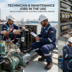 Technician and maintenance workers in the UAE providing HVAC, electrical, and industrial services at a modern facility.