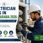 Electrician Jobs in Saudi Arabia 2026: Salary, Benefits & Visa Guide showcasing high-demand electrician careers, competitive salary packages, employment benefits, and work visa pathways for international applicants seeking opportunities in Saudi Arabia.
